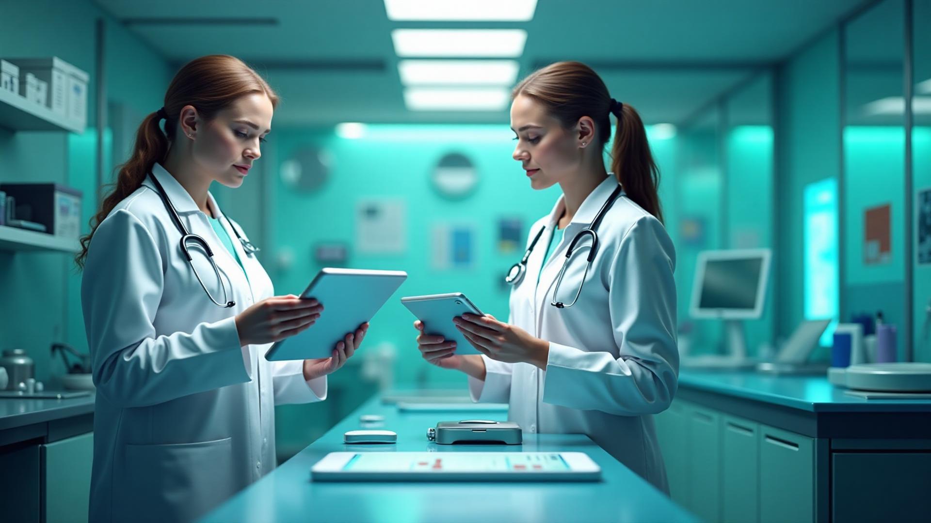 Medical marketplace technology showcasing modern healthcare equipment and digital interface